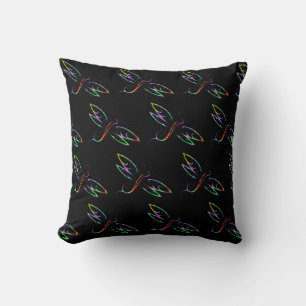 Colourful dragonflies throw pillow