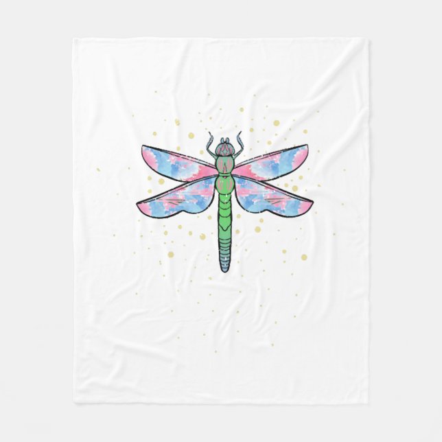 Colourful dragonfly amazing insect fleece blanket (Front)