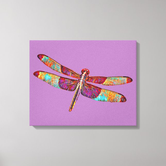 Colourful Dragonfly Art Canvas Print (Front)