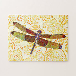 Colourful Dragonfly Art Vintage Style Puzzle