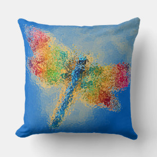 Colourful Dragonfly Blue Cushion