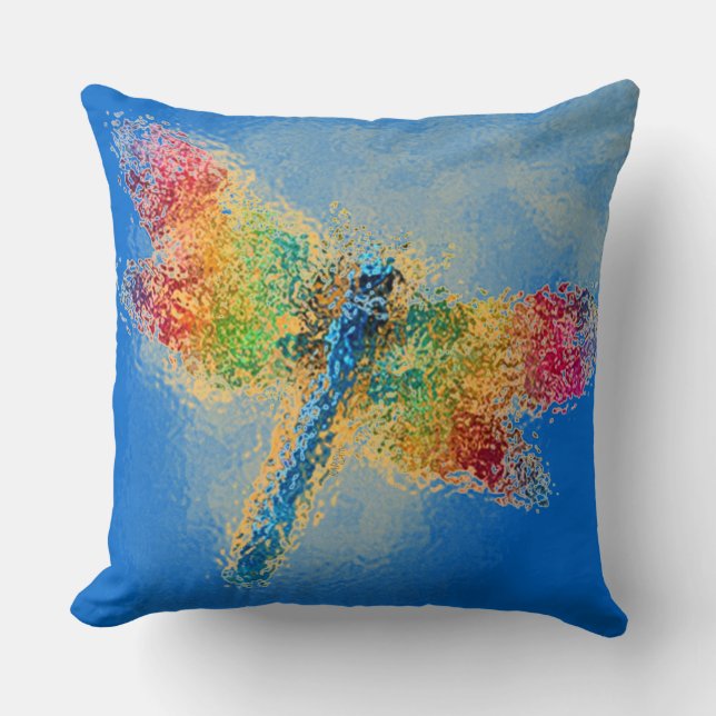 Colourful Dragonfly Blue Cushion (Front)