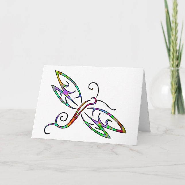 Colourful dragonfly card (Front)