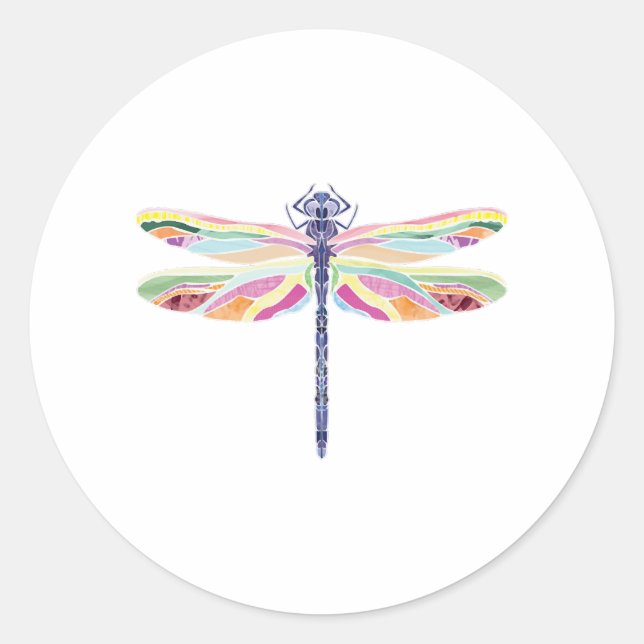 Colourful dragonfly  classic round sticker (Front)