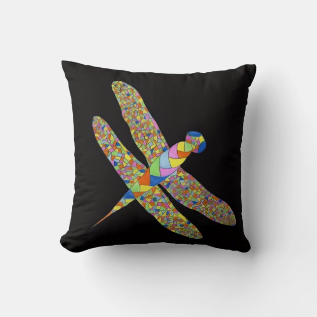 Colourful Dragonfly Cushion (Front)