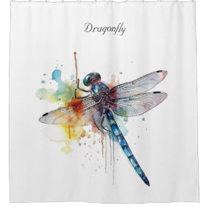 colourful dragonfly customisable shower curtain