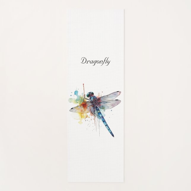 Colourful Dragonfly customisable Yoga Mat (Front)