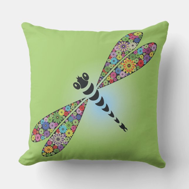 Colourful Dragonfly Damselfly Outdoor Throw Pillow (Front)