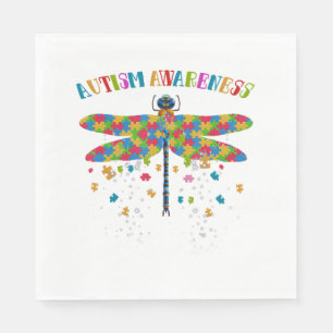 Colourful Dragonfly For Autism Awareness Day Napkin