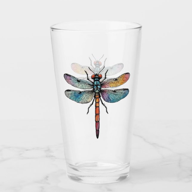 Colourful Dragonfly Glass (Front)