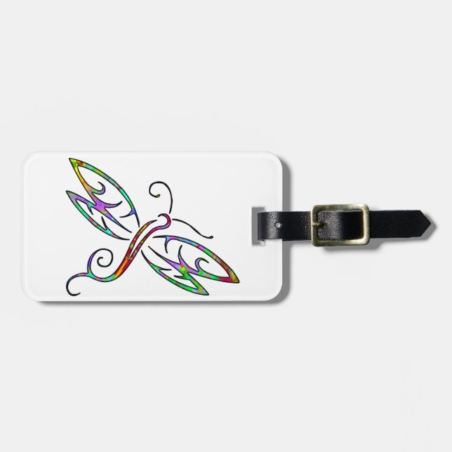 Colourful dragonfly luggage tag (Front Horizontal)