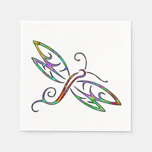 Colourful dragonfly napkin