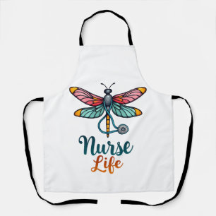 Colourful dragonfly Nurse life T-Shirt (2) Apron