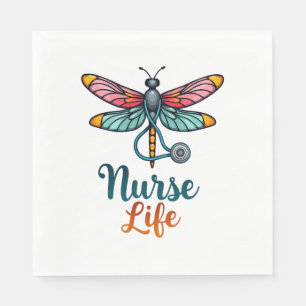 Colourful dragonfly Nurse life T-Shirt (2) Napkin