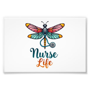 Colourful dragonfly Nurse life T-Shirt (2) Photo Print