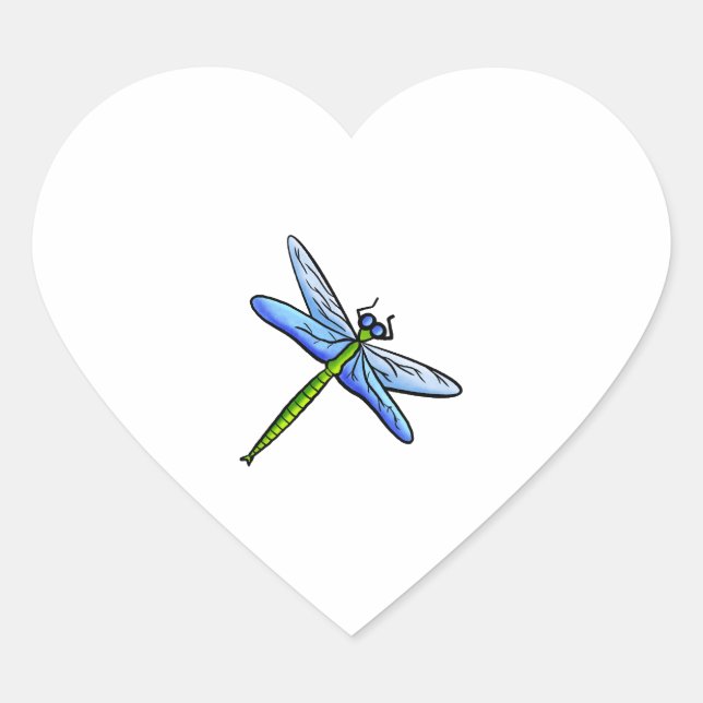 Colourful dragonfly on a branch heart sticker (Front)
