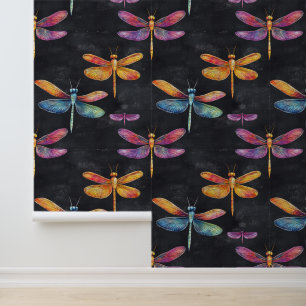Colourful Dragonfly Pattern Chalk Wall Drawings
