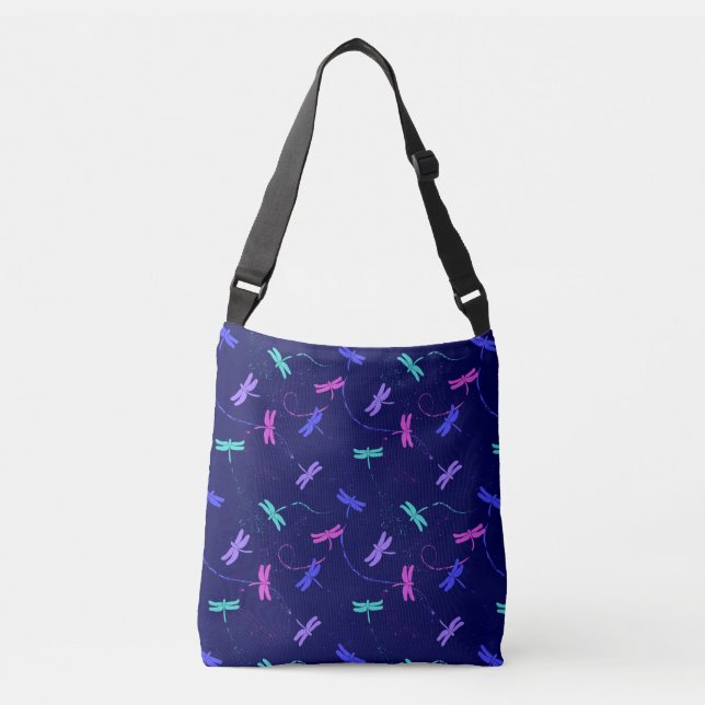Colourful Dragonfly Pattern Crossbody Bag (Front)