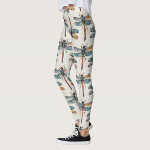 Colourful Dragonfly Pattern Leggings