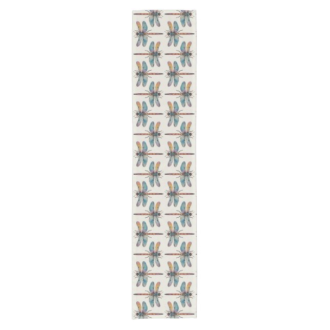 Colourful Dragonfly Pattern Short Table Runner (Front)