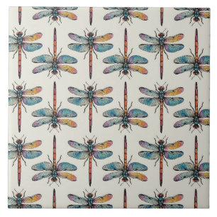 Colourful Dragonfly Pattern Tile