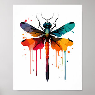 colourful Dragonfly Poster