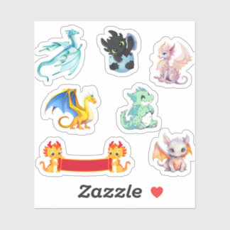 Colourful dragons Custom-Cut Vinyl Sticker