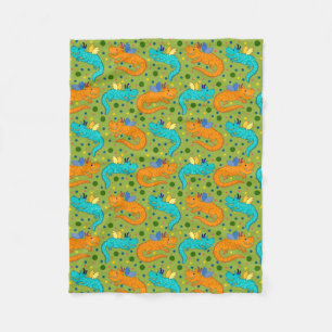 Colourful Dragons Fleece Blanket