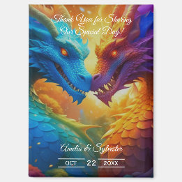 Colourful Dragons in Love Wedding Thank You Magnet
