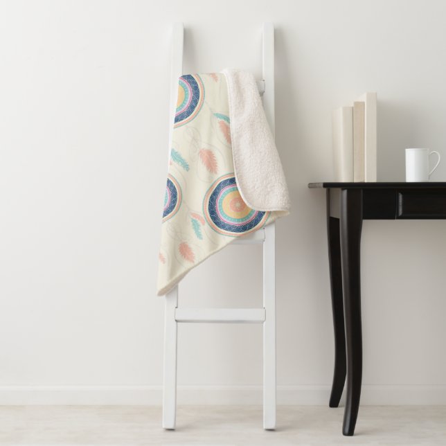 Colourful Dream Catcher Mandala Sherpa Blanket (In Situ)