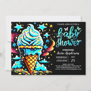 Colourful Dream Ice Cream Boy Baby Shower Invitation