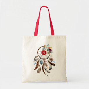 Colourful Dreamcatcher Feathers & Flowers Tote Bag