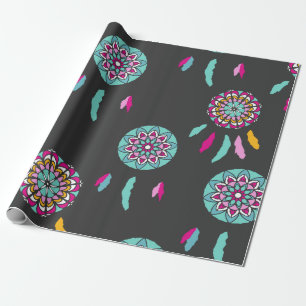 colourful dreamcatcher wrapping paper