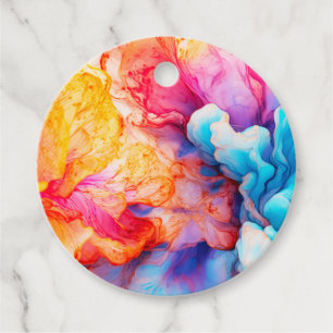 Colourful Dreamscape Abstract ink art Favour Tags