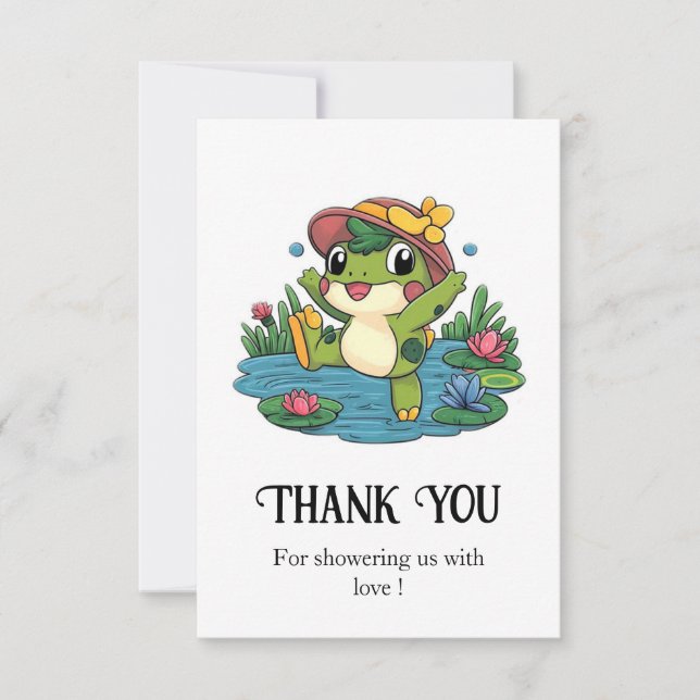 Colourful Dreamy Frog Baby Shower Thank You Card (Front)