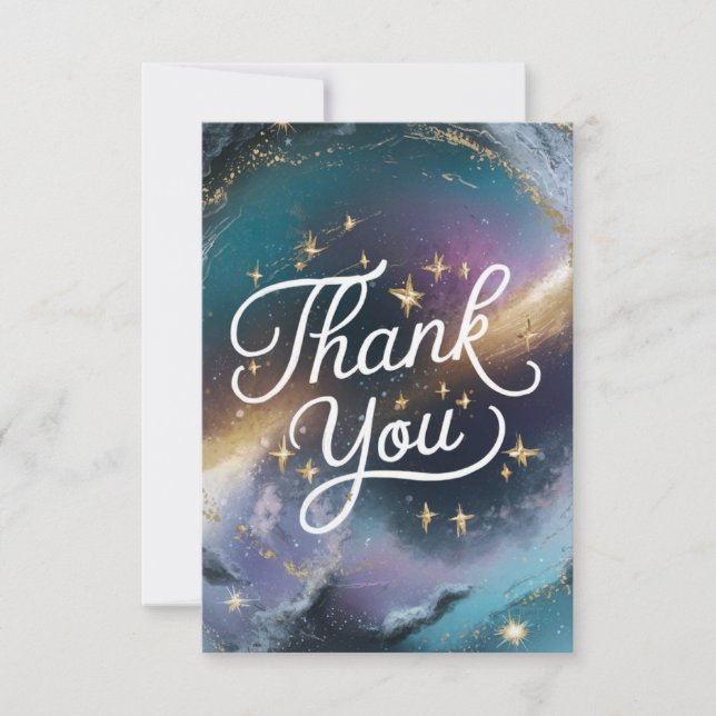 Colourful Dreamy Meteor Celestial Thank You Card (Front)