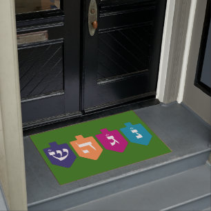 Colourful Dreidels: the Jewish Holiday of Hanukkah Doormat