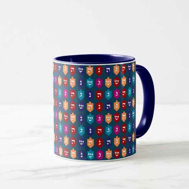 Colourful Dreidels: the Jewish Holiday of Hanukkah Mug (Front Right)