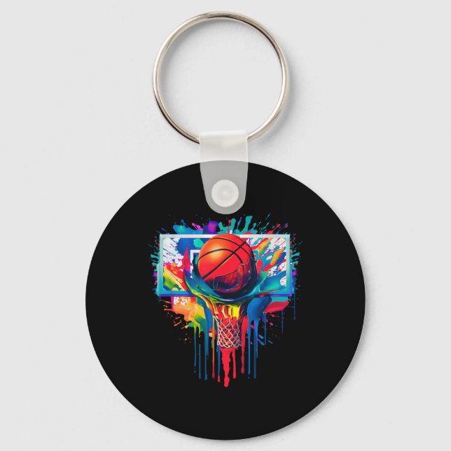 Colourful Drip Basketball Ball Hoop Slam Dunk Drip Key Ring (Front)
