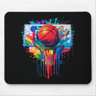 Colourful Drip Basketball Ball Hoop Slam Dunk Drip Mouse Mat