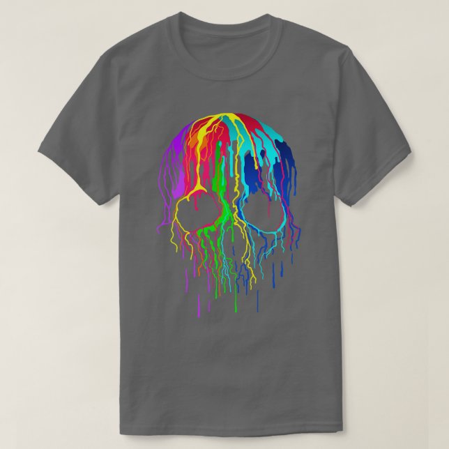 Colourful Drip Skull T-Shirt (Design Front)