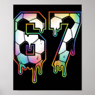 Colourful Dripping 67 Varsity Number Soccer Halfto Poster