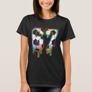 Colourful Dripping 67 Varsity Number Soccer Halfto T-Shirt