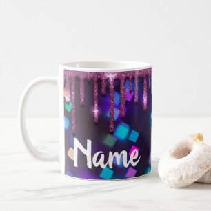 Colourful Dripping Glitter Design Coffee Mug Cup