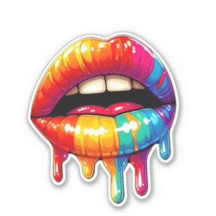 Colourful "Dripping Lips" Sticker