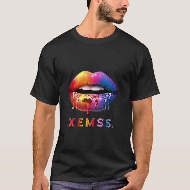 Colourful Dripping Lips Tee  Bold Artistic Lip Gra (Front)