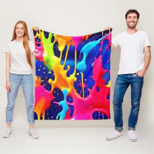Colourful Dripping Paint Artwork Fleece Blanket