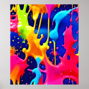 Colourful Dripping Paint Artwork Poster