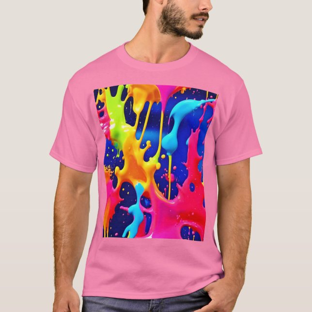 Colourful Dripping Paint Artwork T-Shirt (Front)