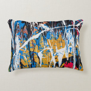 Colourful dripping paint: graffiti wall. decorative cushion